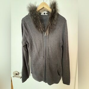 Jivago Charcoal Fur-Trimmed Women's Jacket